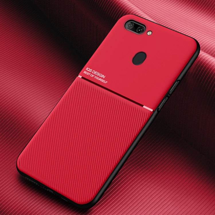 For OPPO R15 Classic Tilt Strip Grain Magnetic Shockproof PC + TPU Case