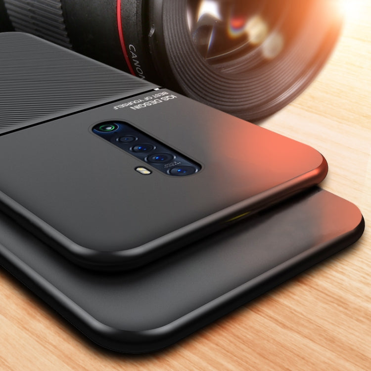 For OPPO Reno2 Classic Tilt Strip Grain Magnetic Shockproof PC + TPU Case