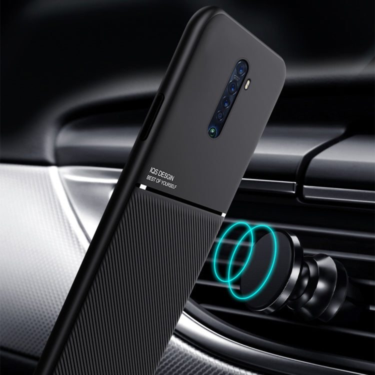 For OPPO Reno2 Classic Tilt Strip Grain Magnetic Shockproof PC + TPU Case