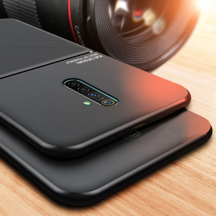 For OPPO Reno Ace Classic Tilt Strip Grain Magnetic Shockproof PC + TPU Case