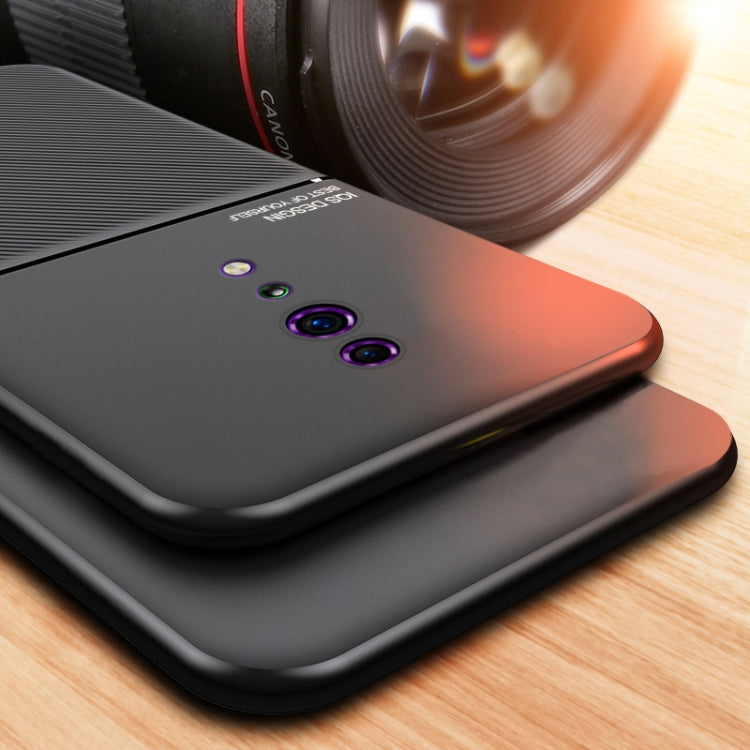 For OPPO Reno Z Classic Tilt Strip Grain Magnetic Shockproof PC + TPU Case