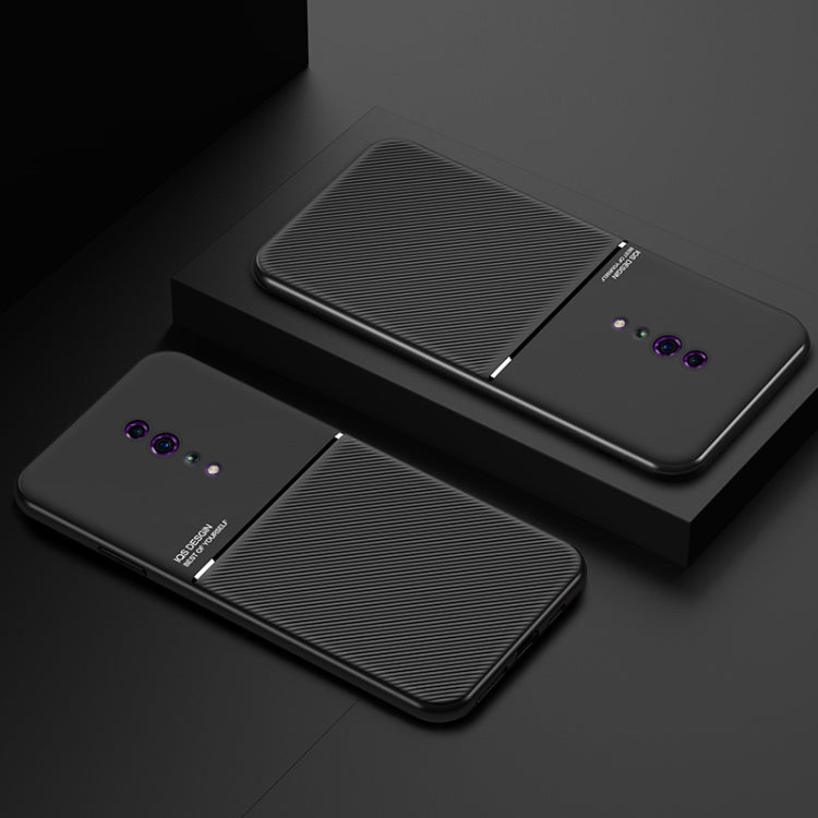 For OPPO Reno Z Classic Tilt Strip Grain Magnetic Shockproof PC + TPU Case