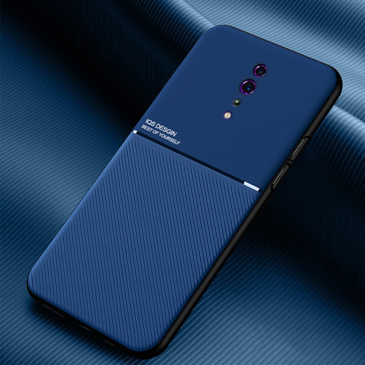 For OPPO Reno Z Classic Tilt Strip Grain Magnetic Shockproof PC + TPU Case