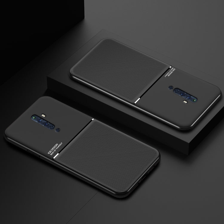 For OPPO Reno2 Z Classic Tilt Strip Grain Magnetic Shockproof PC + TPU Case
