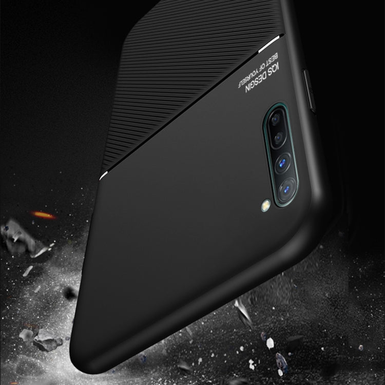 For OPPO Reno3 Classic Tilt Strip Grain Magnetic Shockproof PC + TPU Case