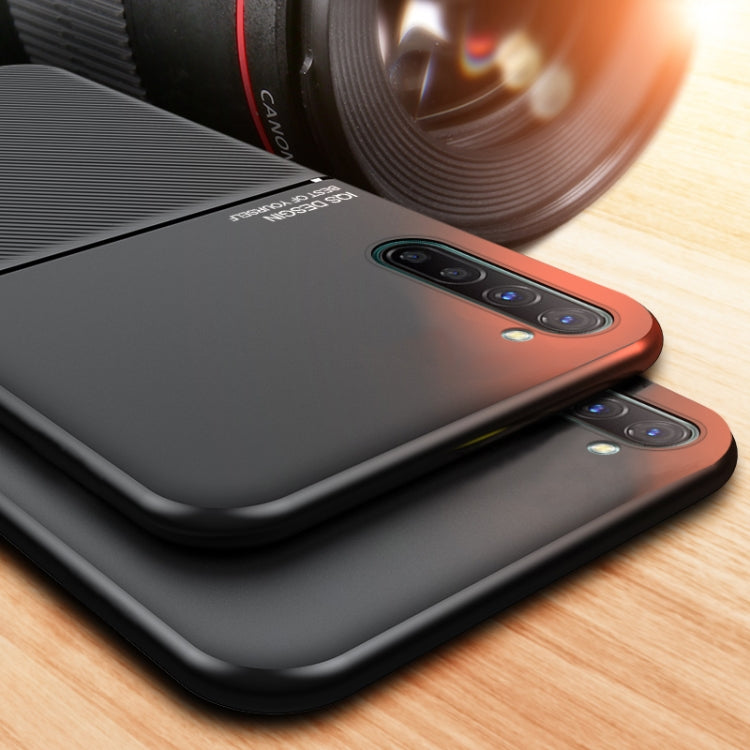 For OPPO Reno3 Classic Tilt Strip Grain Magnetic Shockproof PC + TPU Case