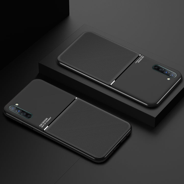 For OPPO Reno3 Pro Classic Tilt Strip Grain Magnetic Shockproof PC + TPU Case