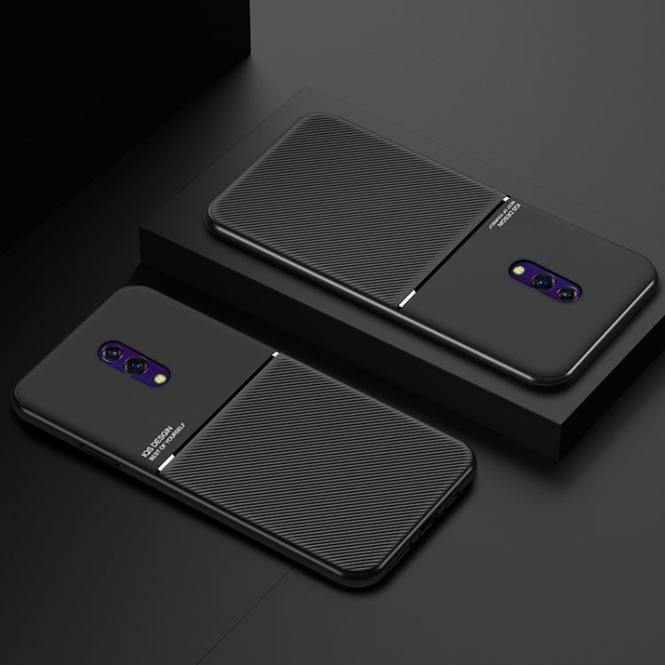 For OPPO Reno Classic Tilt Strip Grain Magnetic Shockproof PC + TPU Case