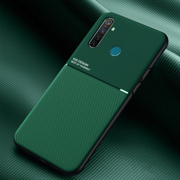 For OPPO Realme Q Classic Tilt Strip Grain Magnetic Shockproof PC + TPU Case