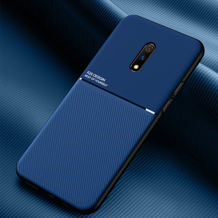 For OPPO Realme X Classic Tilt Strip Grain Magnetic Shockproof PC + TPU Case
