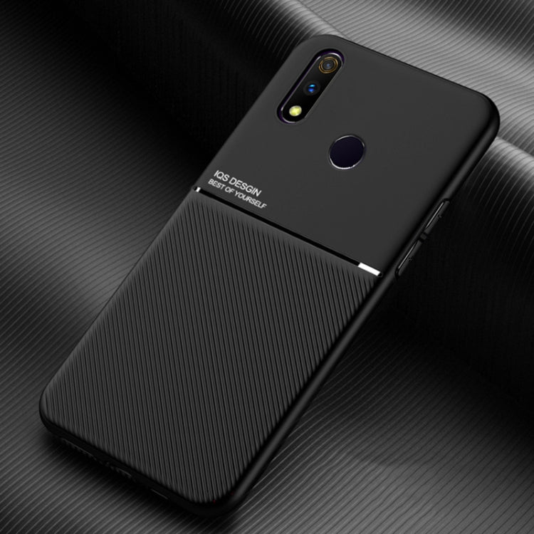 For OPPO Realme X Lite Classic Tilt Strip Grain Magnetic Shockproof PC + TPU Case