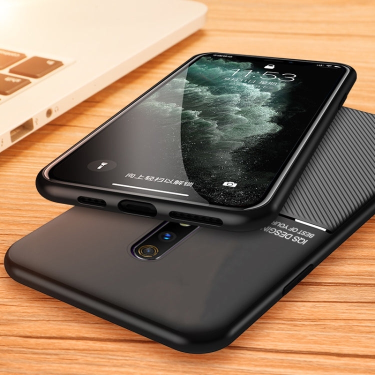 For OPPO Realme X Lite Classic Tilt Strip Grain Magnetic Shockproof PC + TPU Case