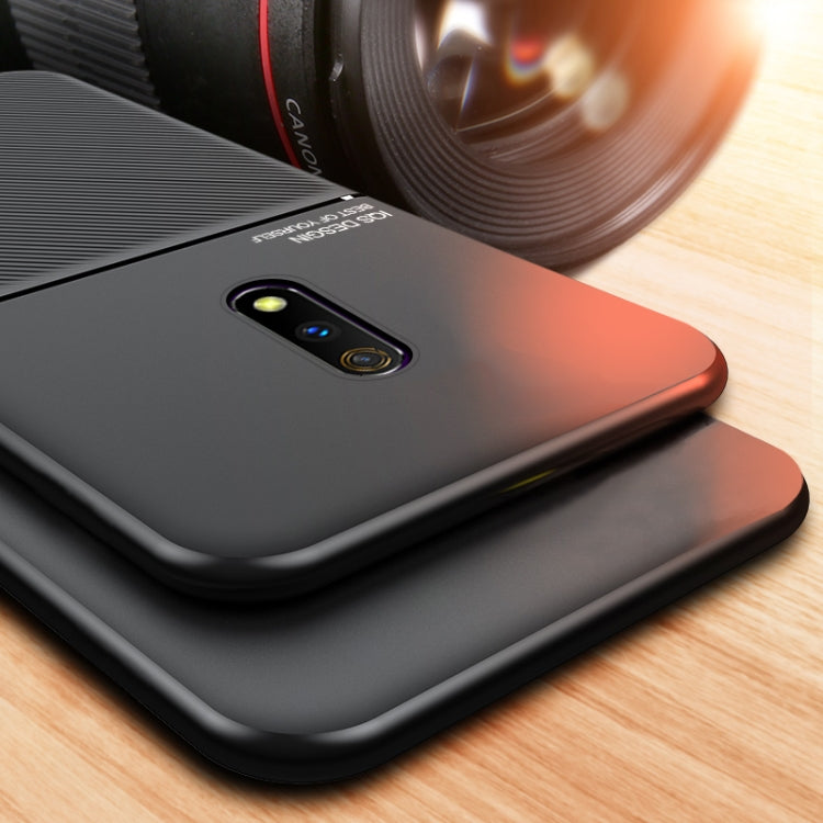 For OPPO Realme X Lite Classic Tilt Strip Grain Magnetic Shockproof PC + TPU Case