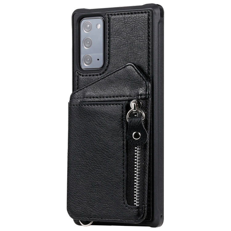 For Samsung Galaxy Note20 Zipper Double Buckle Shockproof Protective Case with Stand & Photo Holder & Wallet Function