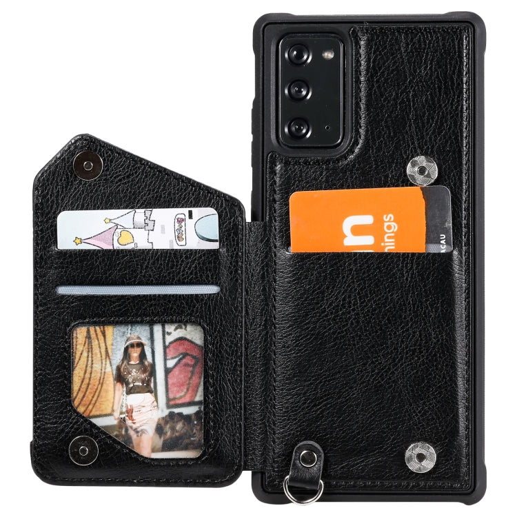 For Samsung Galaxy Note20 Zipper Double Buckle Shockproof Protective Case with Stand & Photo Holder & Wallet Function