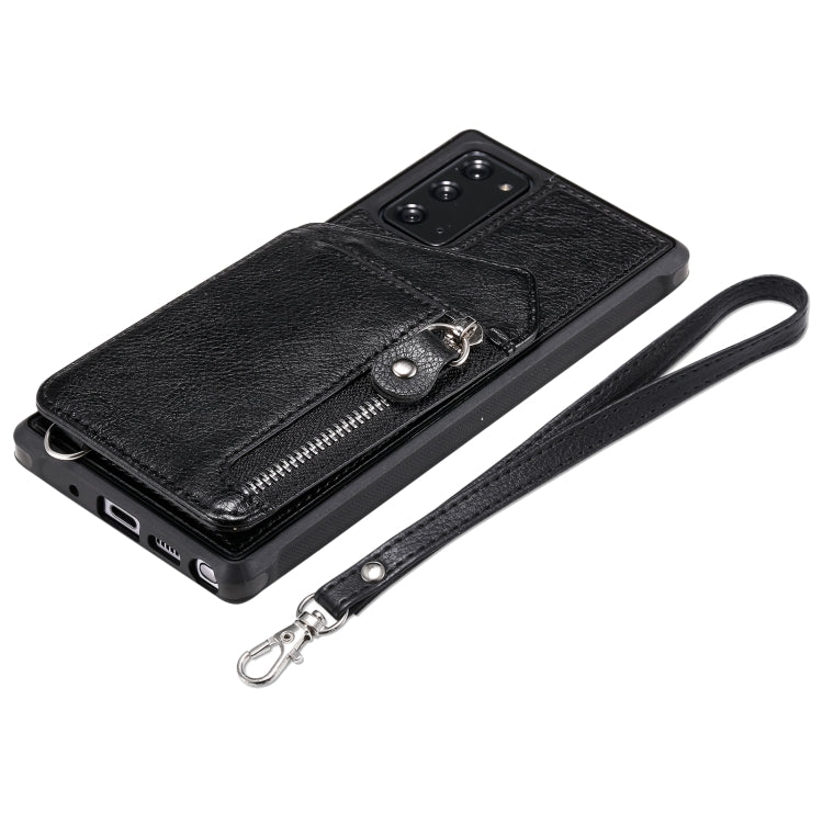 For Samsung Galaxy Note20 Zipper Double Buckle Shockproof Protective Case with Stand & Photo Holder & Wallet Function