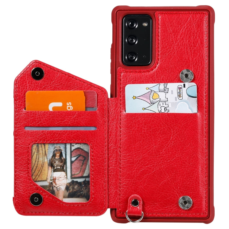 For Samsung Galaxy Note20 Zipper Double Buckle Shockproof Protective Case with Stand & Photo Holder & Wallet Function