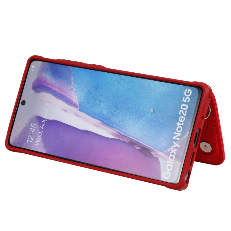 For Samsung Galaxy Note20 Zipper Double Buckle Shockproof Protective Case with Stand & Photo Holder & Wallet Function