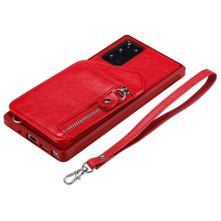 For Samsung Galaxy Note20 Zipper Double Buckle Shockproof Protective Case with Stand & Photo Holder & Wallet Function