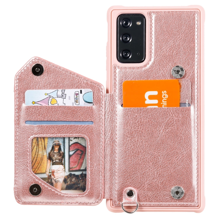 For Samsung Galaxy Note20 Zipper Double Buckle Shockproof Protective Case with Stand & Photo Holder & Wallet Function