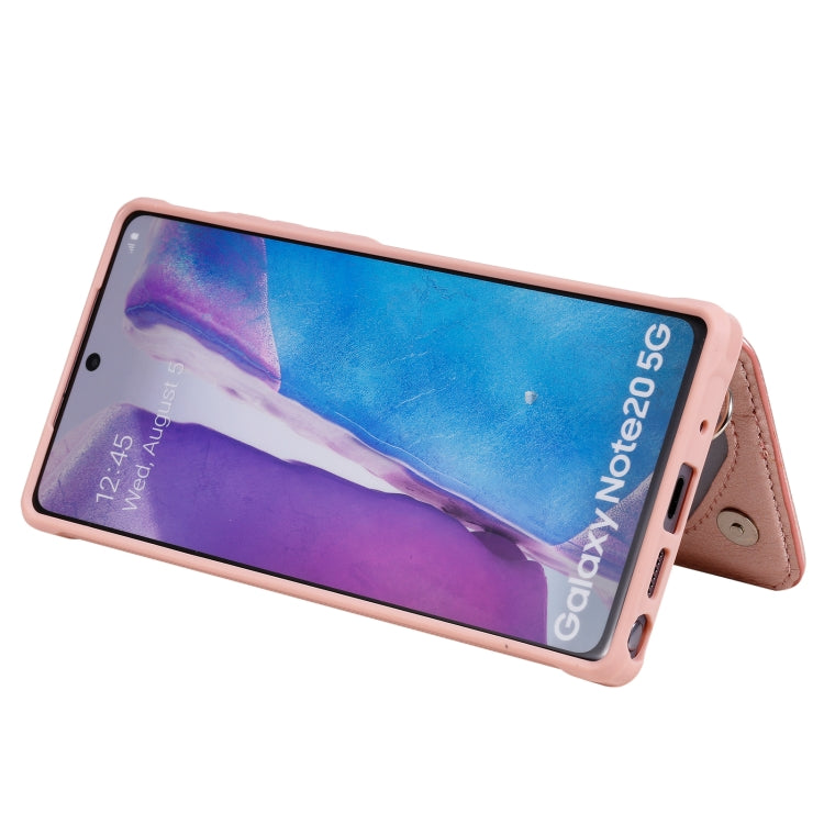 For Samsung Galaxy Note20 Zipper Double Buckle Shockproof Protective Case with Stand & Photo Holder & Wallet Function