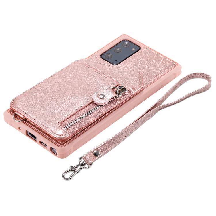 For Samsung Galaxy Note20 Zipper Double Buckle Shockproof Protective Case with Stand & Photo Holder & Wallet Function