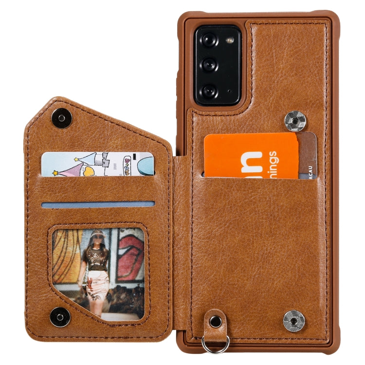 For Samsung Galaxy Note20 Zipper Double Buckle Shockproof Protective Case with Stand & Photo Holder & Wallet Function