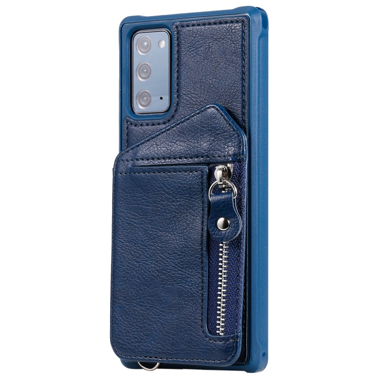 For Samsung Galaxy Note20 Zipper Double Buckle Shockproof Protective Case with Stand & Photo Holder & Wallet Function