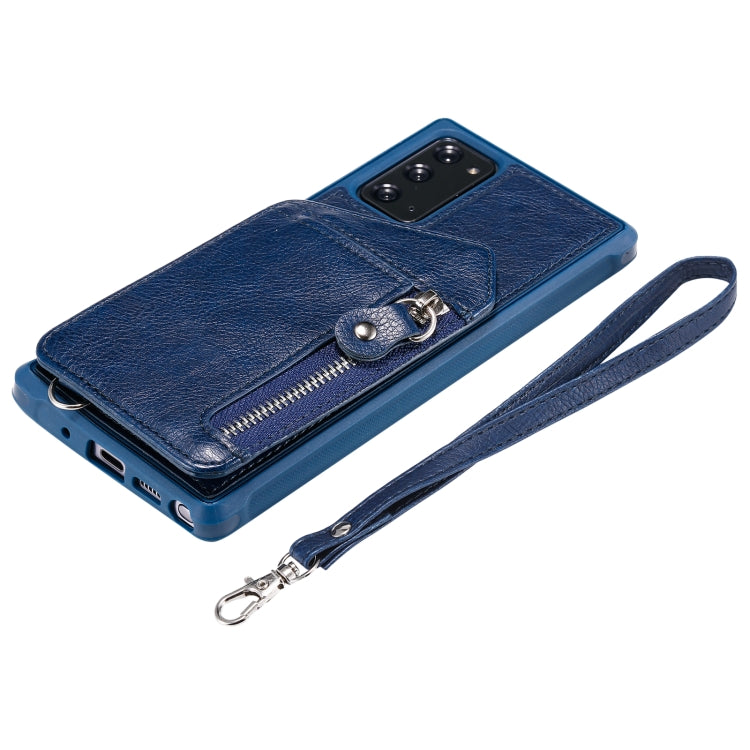 For Samsung Galaxy Note20 Zipper Double Buckle Shockproof Protective Case with Stand & Photo Holder & Wallet Function