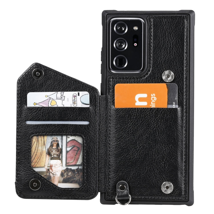 For Samsung Galaxy Note20 Ultra Zipper Double Buckle Shockproof Protective Case with Stand & Photo Holder & Wallet Function