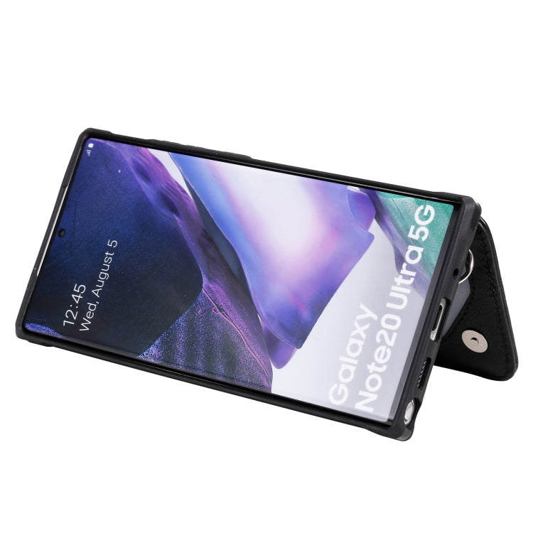 For Samsung Galaxy Note20 Ultra Zipper Double Buckle Shockproof Protective Case with Stand & Photo Holder & Wallet Function
