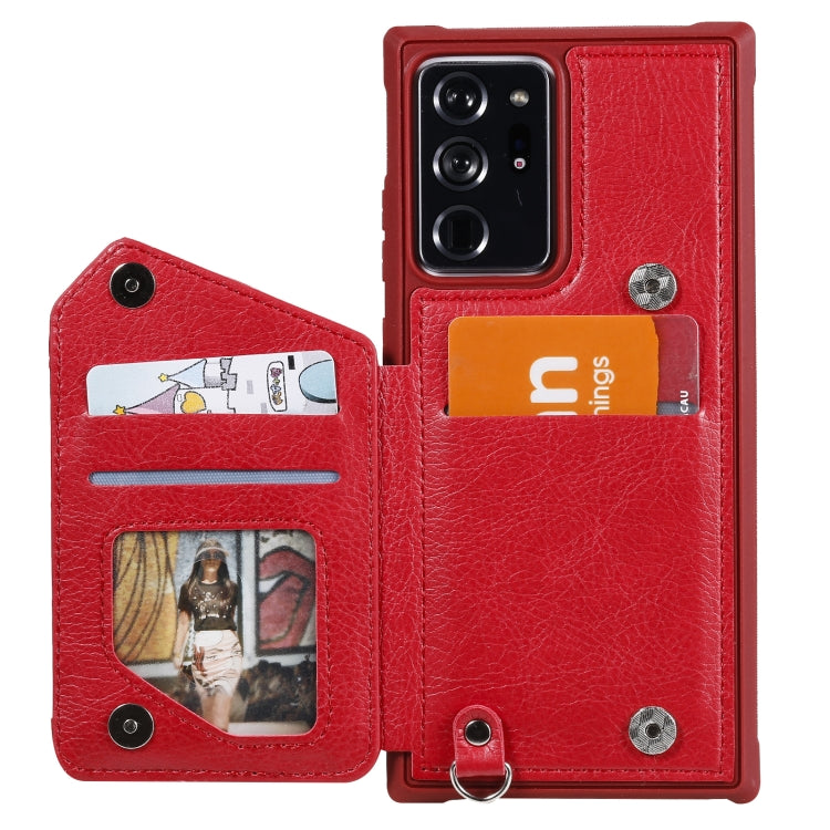 For Samsung Galaxy Note20 Ultra Zipper Double Buckle Shockproof Protective Case with Stand & Photo Holder & Wallet Function