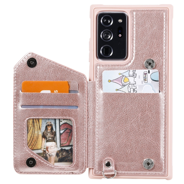 For Samsung Galaxy Note20 Ultra Zipper Double Buckle Shockproof Protective Case with Stand & Photo Holder & Wallet Function