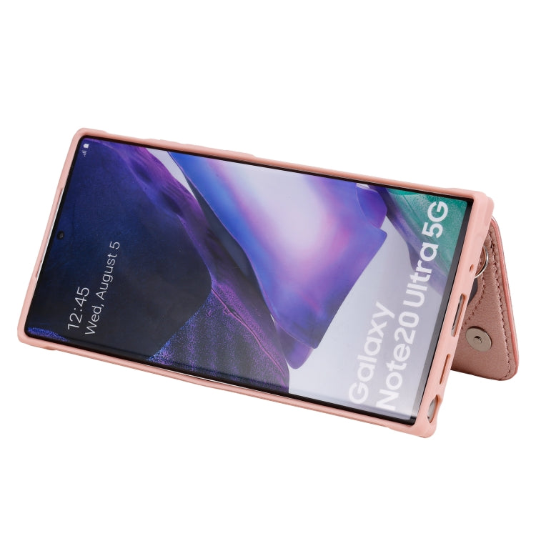 For Samsung Galaxy Note20 Ultra Zipper Double Buckle Shockproof Protective Case with Stand & Photo Holder & Wallet Function