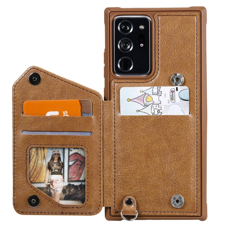 For Samsung Galaxy Note20 Ultra Zipper Double Buckle Shockproof Protective Case with Stand & Photo Holder & Wallet Function