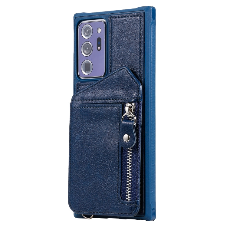 For Samsung Galaxy Note20 Ultra Zipper Double Buckle Shockproof Protective Case with Stand & Photo Holder & Wallet Function