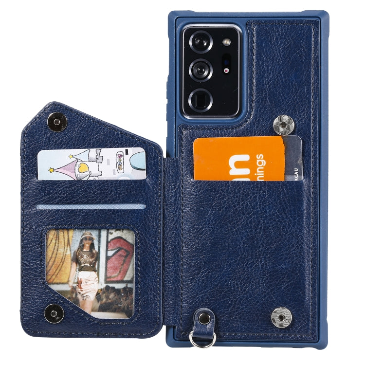 For Samsung Galaxy Note20 Ultra Zipper Double Buckle Shockproof Protective Case with Stand & Photo Holder & Wallet Function