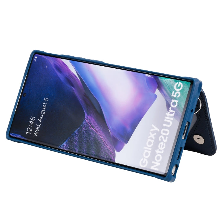 For Samsung Galaxy Note20 Ultra Zipper Double Buckle Shockproof Protective Case with Stand & Photo Holder & Wallet Function