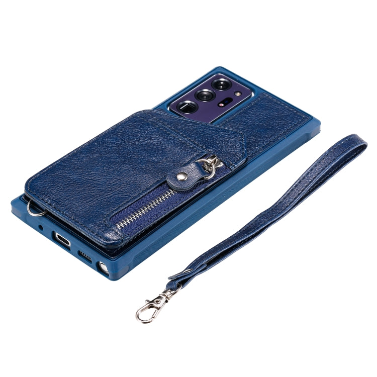 For Samsung Galaxy Note20 Ultra Zipper Double Buckle Shockproof Protective Case with Stand & Photo Holder & Wallet Function