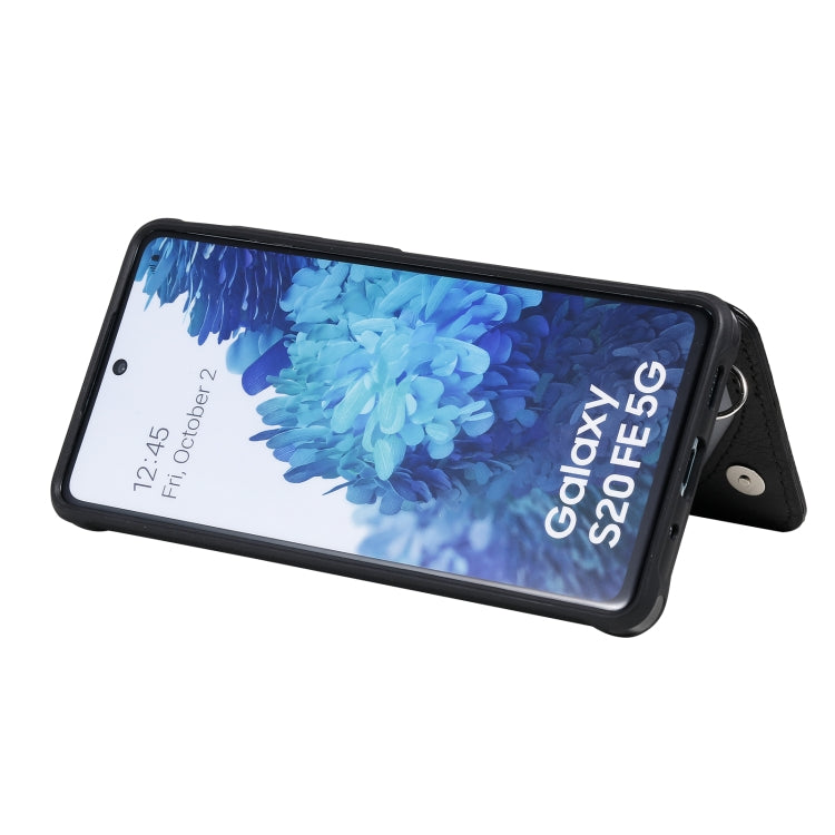 For Samsung Galaxy S20 FE Zipper Double Buckle Shockproof Protective Case with Stand & Photo Holder & Wallet Function