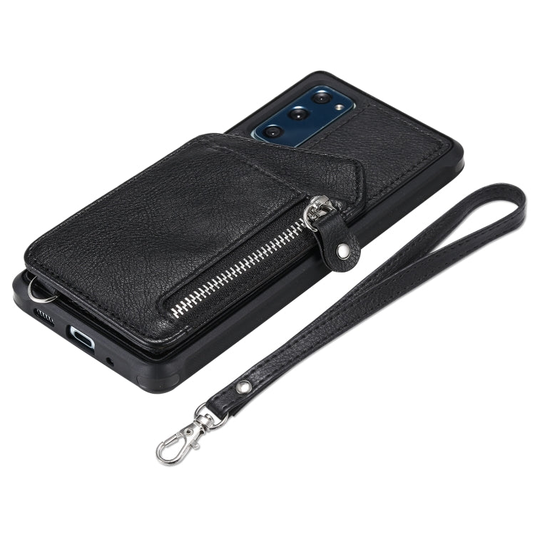 For Samsung Galaxy S20 FE Zipper Double Buckle Shockproof Protective Case with Stand & Photo Holder & Wallet Function
