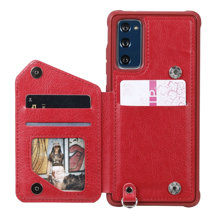 For Samsung Galaxy S20 FE Zipper Double Buckle Shockproof Protective Case with Stand & Photo Holder & Wallet Function