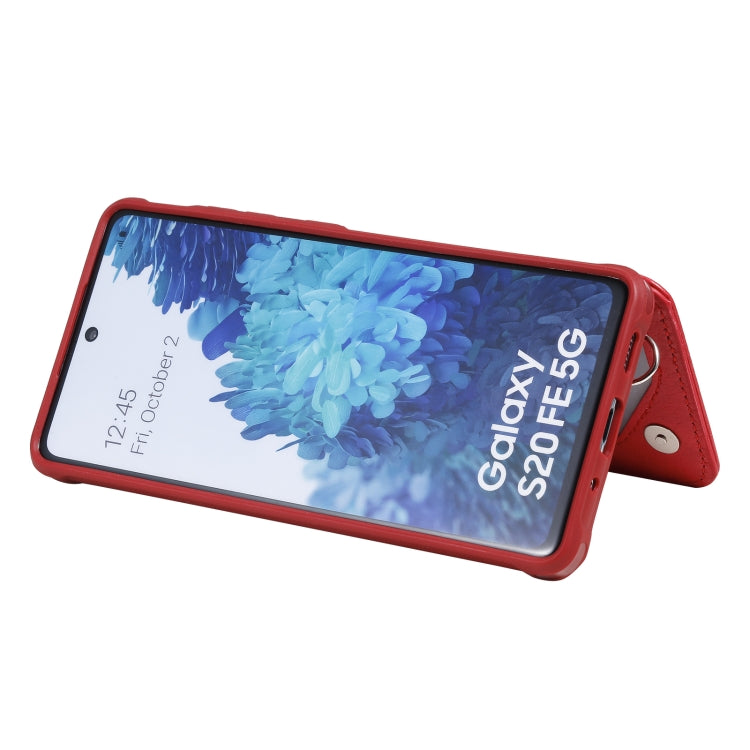 For Samsung Galaxy S20 FE Zipper Double Buckle Shockproof Protective Case with Stand & Photo Holder & Wallet Function