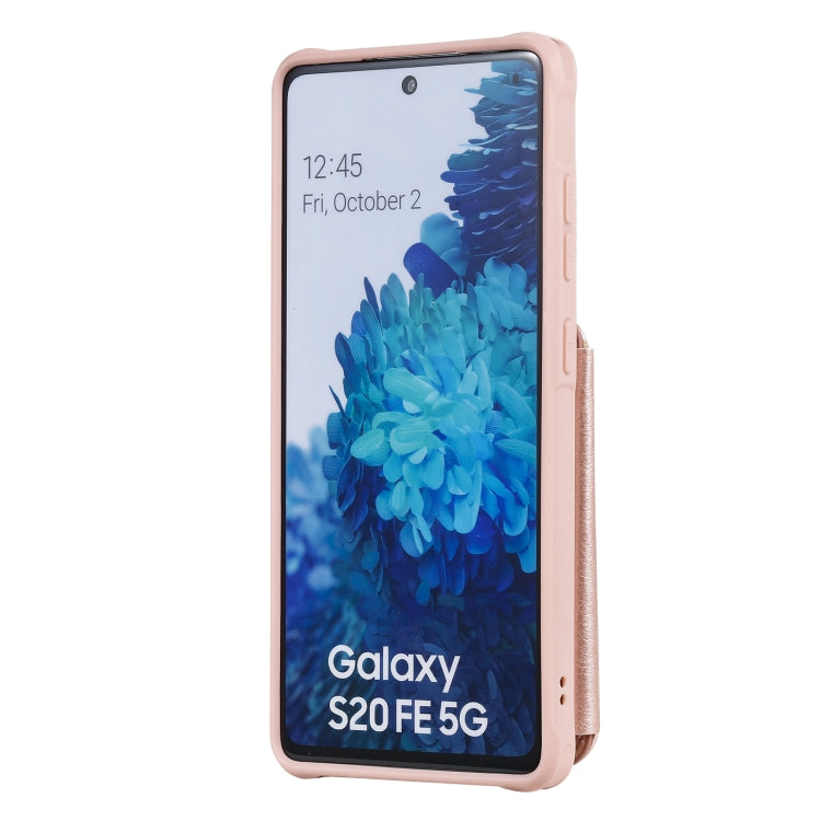 For Samsung Galaxy S20 FE Zipper Double Buckle Shockproof Protective Case with Stand & Photo Holder & Wallet Function