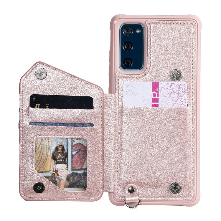 For Samsung Galaxy S20 FE Zipper Double Buckle Shockproof Protective Case with Stand & Photo Holder & Wallet Function