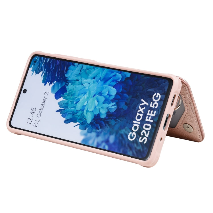 For Samsung Galaxy S20 FE Zipper Double Buckle Shockproof Protective Case with Stand & Photo Holder & Wallet Function