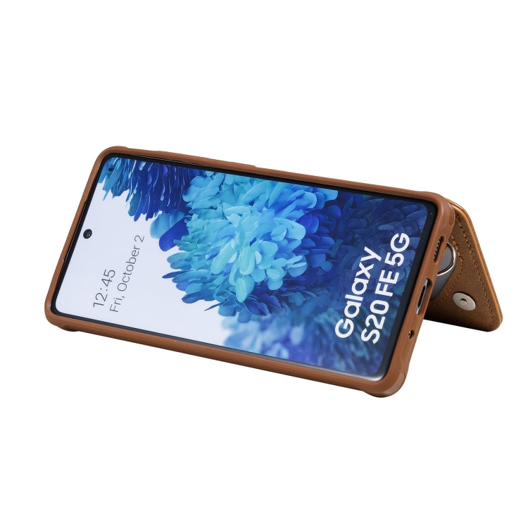 For Samsung Galaxy S20 FE Zipper Double Buckle Shockproof Protective Case with Stand & Photo Holder & Wallet Function
