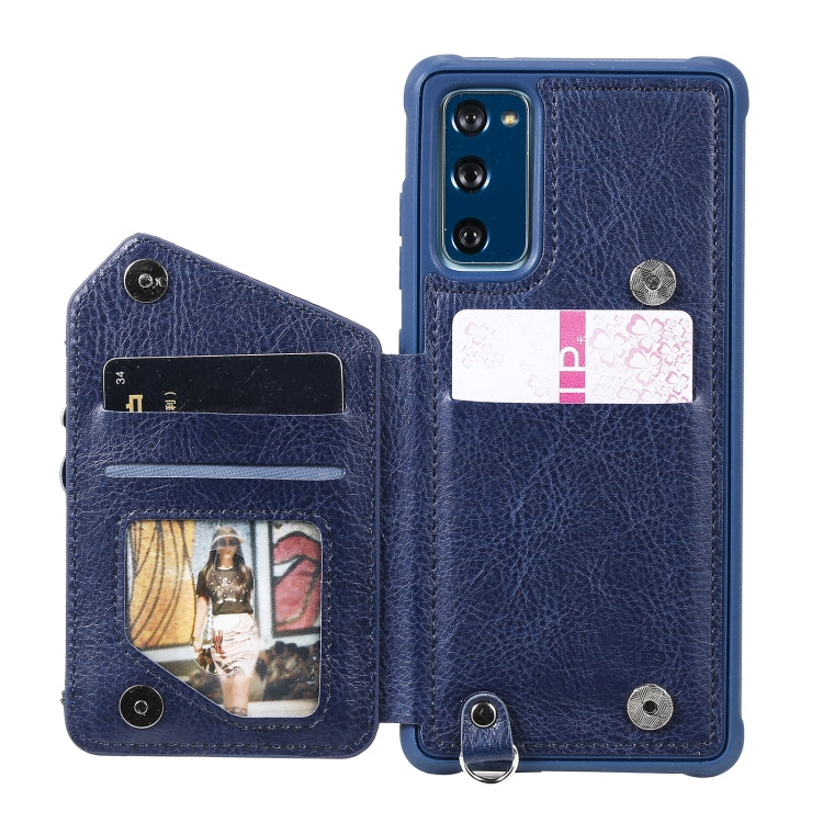 For Samsung Galaxy S20 FE Zipper Double Buckle Shockproof Protective Case with Stand & Photo Holder & Wallet Function