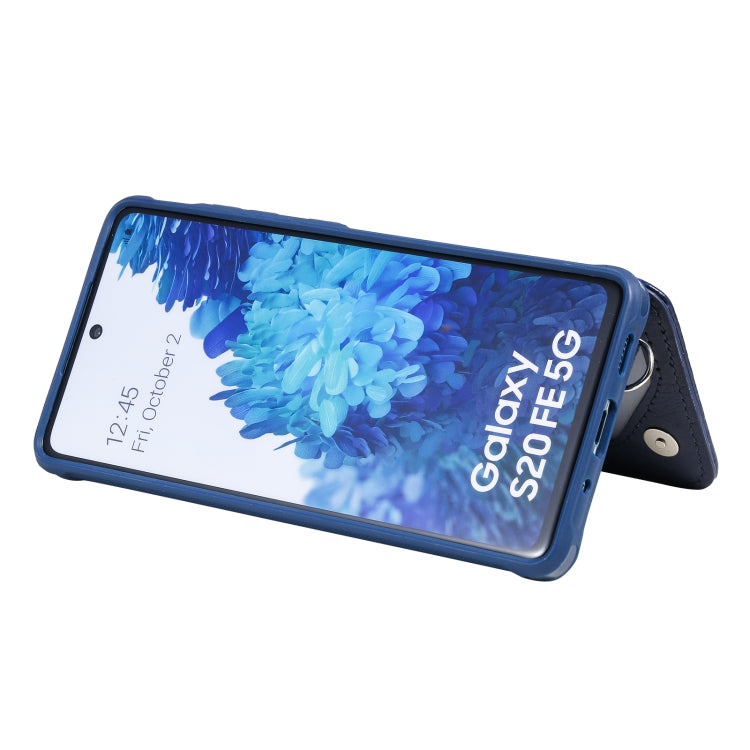 For Samsung Galaxy S20 FE Zipper Double Buckle Shockproof Protective Case with Stand & Photo Holder & Wallet Function