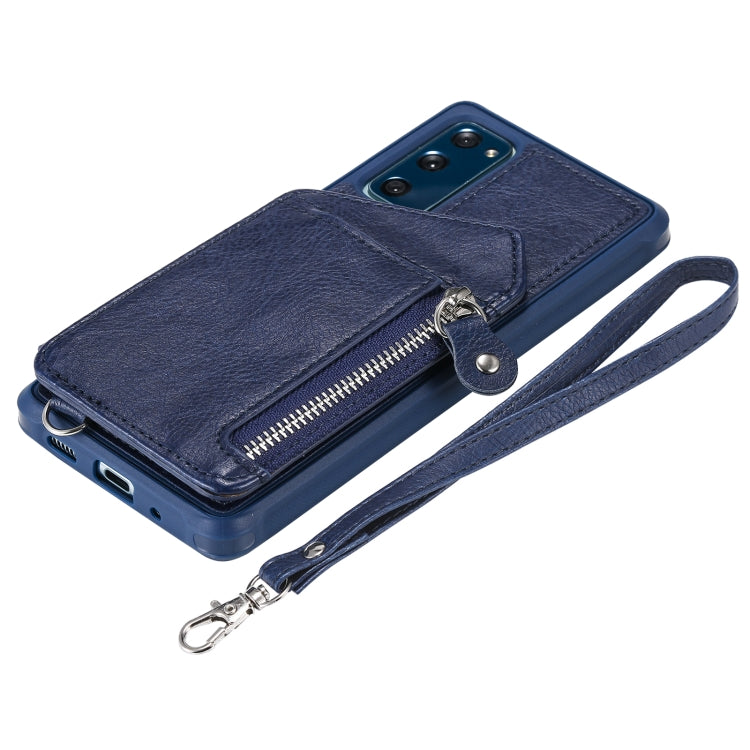 For Samsung Galaxy S20 FE Zipper Double Buckle Shockproof Protective Case with Stand & Photo Holder & Wallet Function